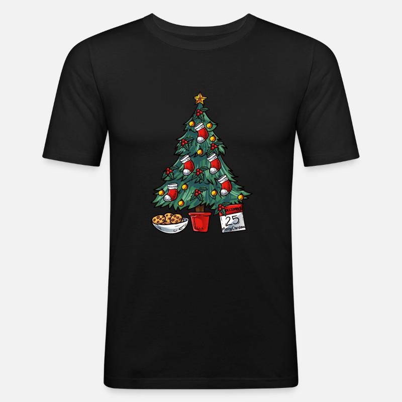 Weihnachtsbaum - Männer Slim Fit T-Shirt - Schwarz