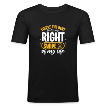 Partnersuche Valentinstag Internet Paarvermittlung - Männer Slim Fit T-Shirt - Schwarz - Vorne - Nik (191cm)