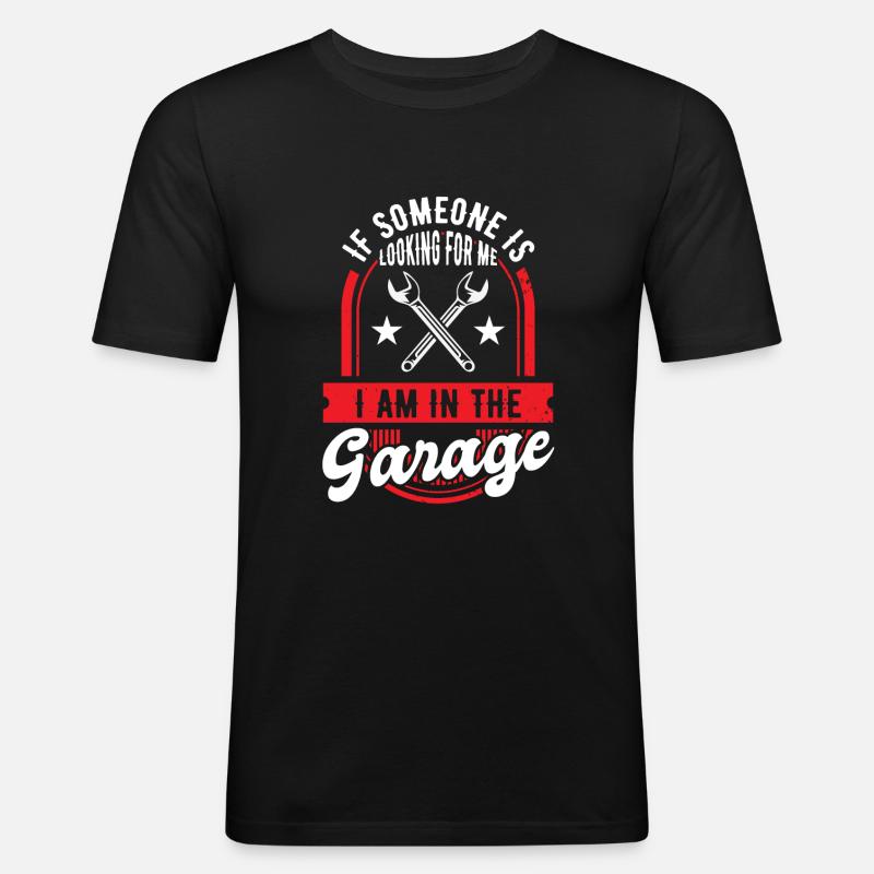 Garage Auto Handwerker - Männer Slim Fit T-Shirt - Schwarz