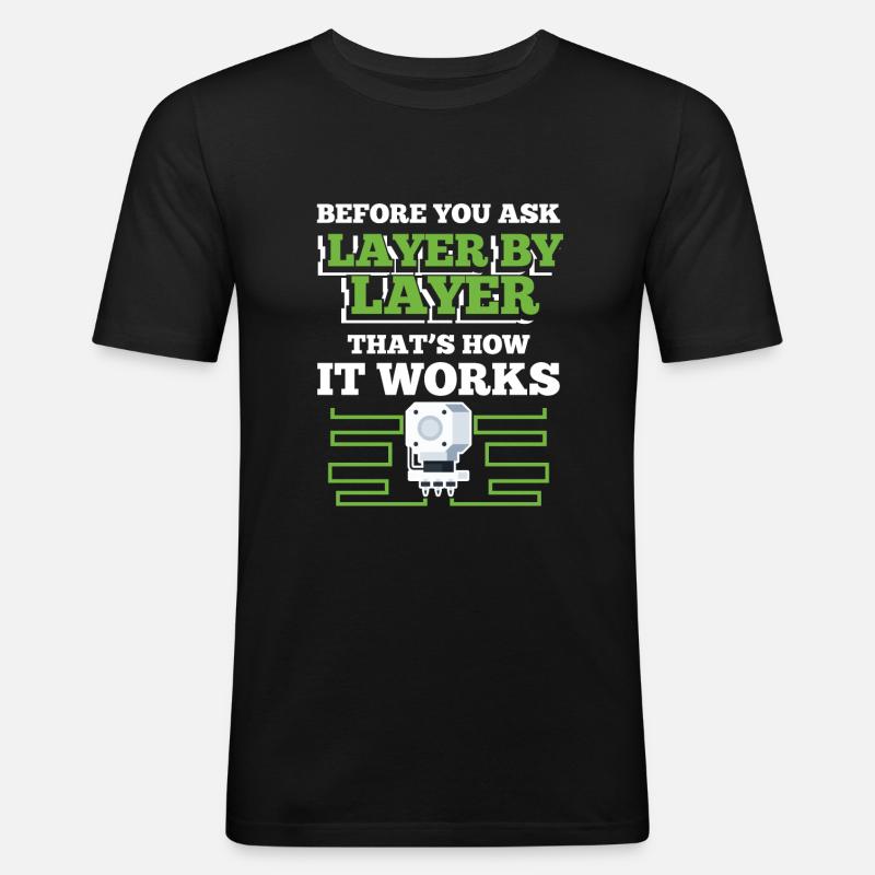 3D Drucker - Männer Slim Fit T-Shirt - Schwarz