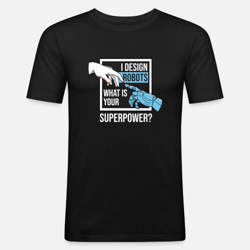Roboter Maschinenbauer - Männer Slim Fit T-Shirt - Schwarz