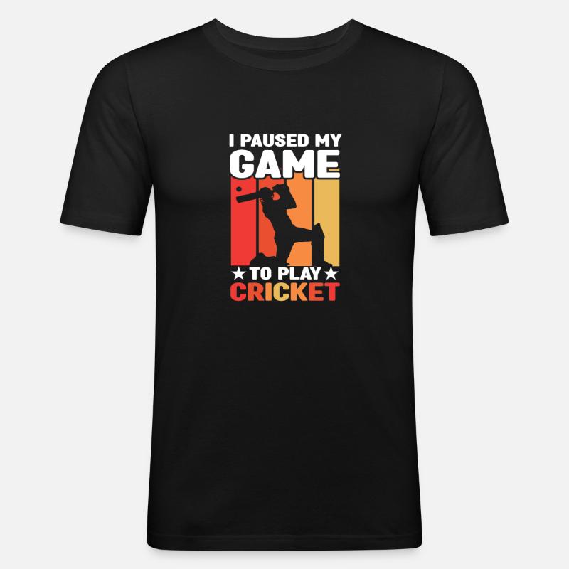 Cricket Pitcher - Männer Slim Fit T-Shirt - Schwarz