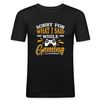 Computer Games Video Game Fans Gamer - Men's Slim Fit T-Shirt - black - Front - Nik (191cm)