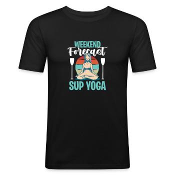 Übung Stand Up Paddle Fitness Yogini - Männer Slim Fit T-Shirt - Schwarz - Vorne - Nik (191cm)