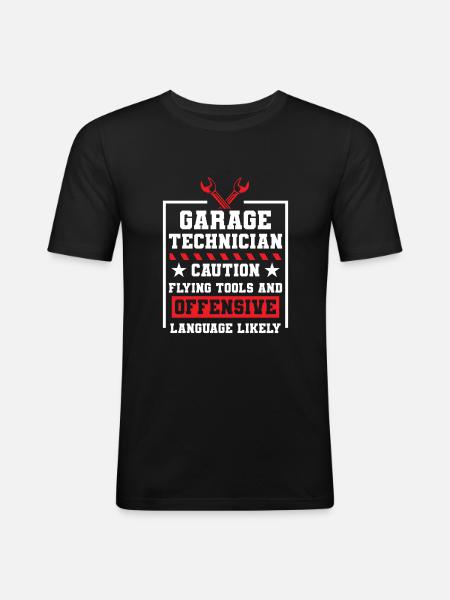 Garage Automechaniker - Männer Slim Fit T-Shirt - Schwarz