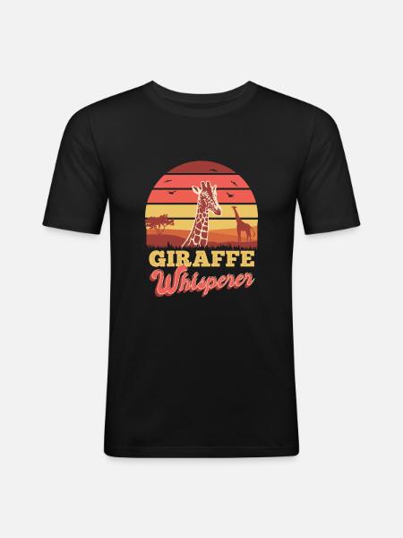 Giraffe Whisperer Safari Giraffe Lovers - Men's Slim Fit T-Shirt - black