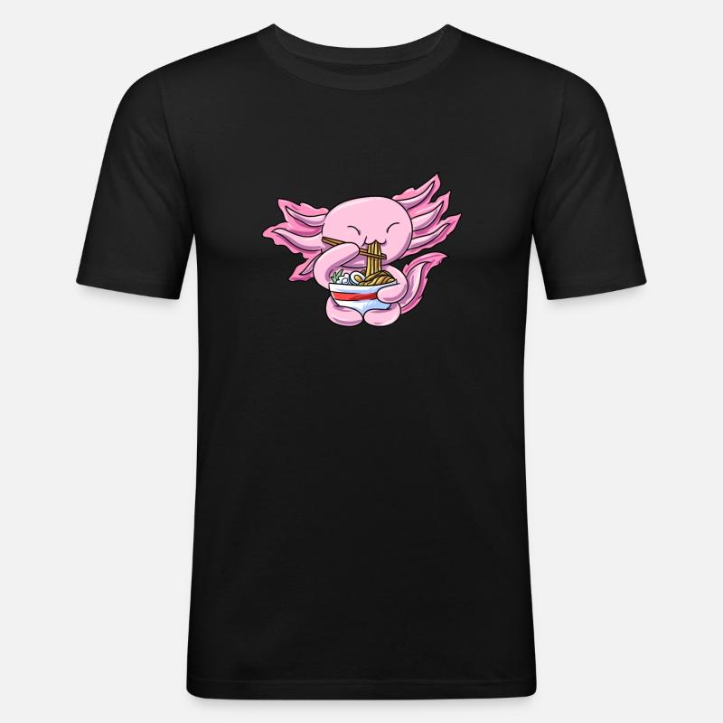 Axolotl Molch - Männer Slim Fit T-Shirt - Schwarz