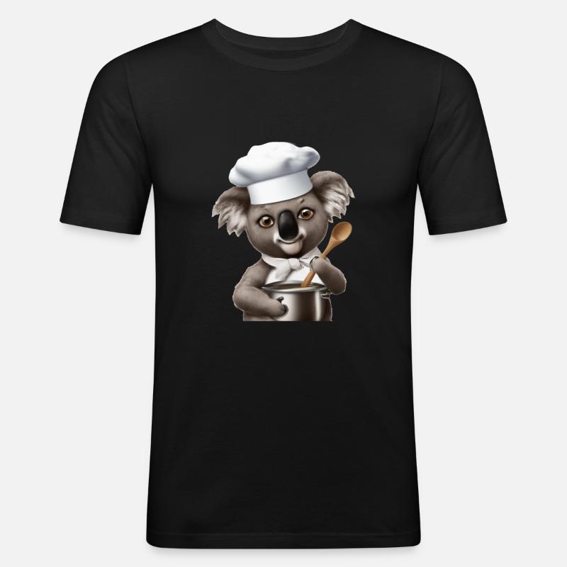 Cuillère de cuisson Koala - T-shirt près du corps Homme - noir