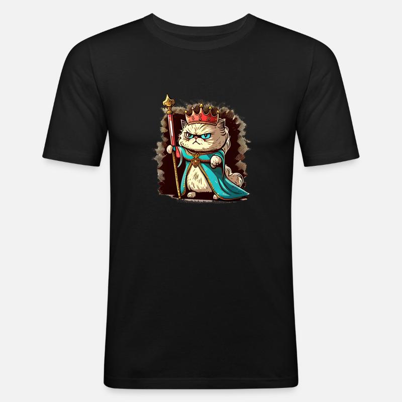 Schnitt Royal Cat - Männer Slim Fit T-Shirt - Schwarz