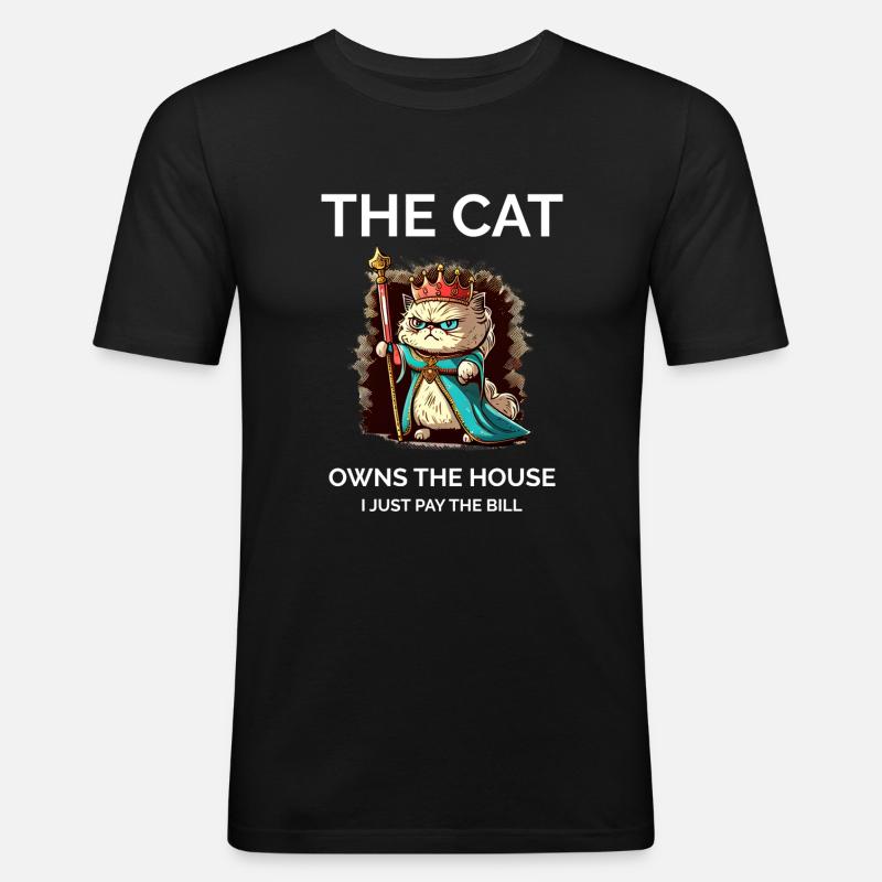 Stolze Katzenmutter - Männer Slim Fit T-Shirt - Schwarz