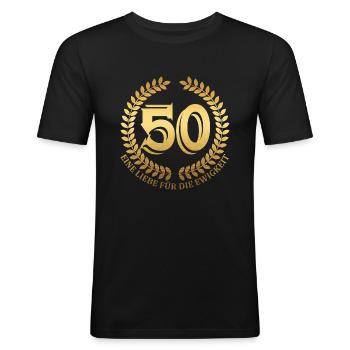 Goldene Hochzeit - Männer Slim Fit T-Shirt - Schwarz - Vorne - Nik (191cm)