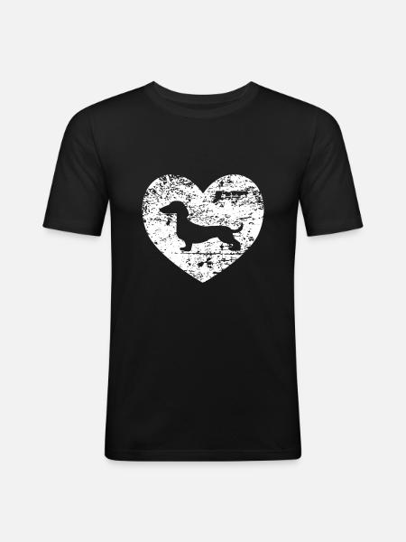 Teckels - T-shirt près du corps Homme - noir