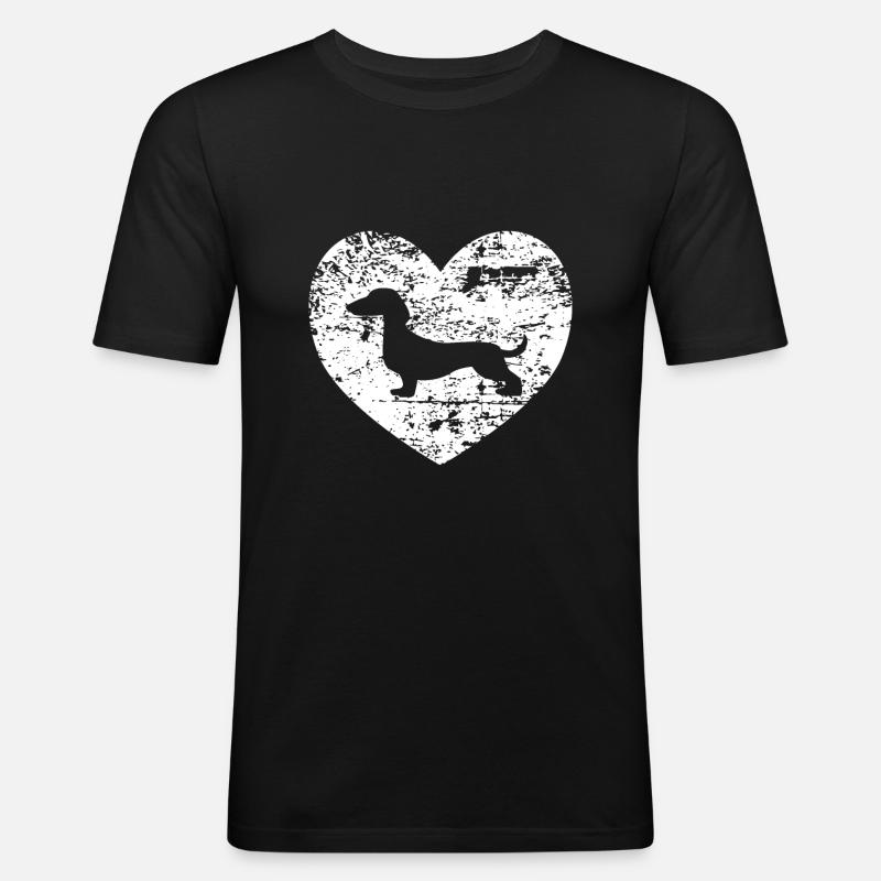 Dackel - Männer Slim Fit T-Shirt - Schwarz
