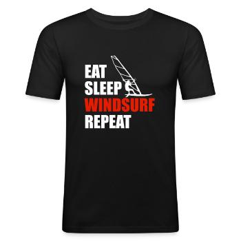Windsurfer Windsurfen Geschenkidee - Männer Slim Fit T-Shirt - Schwarz - Vorne - Nik (191cm)
