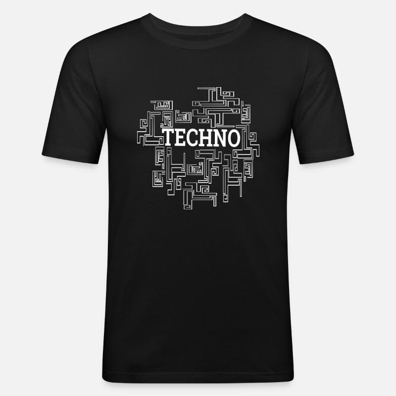 Techno - Männer Slim Fit T-Shirt - Schwarz