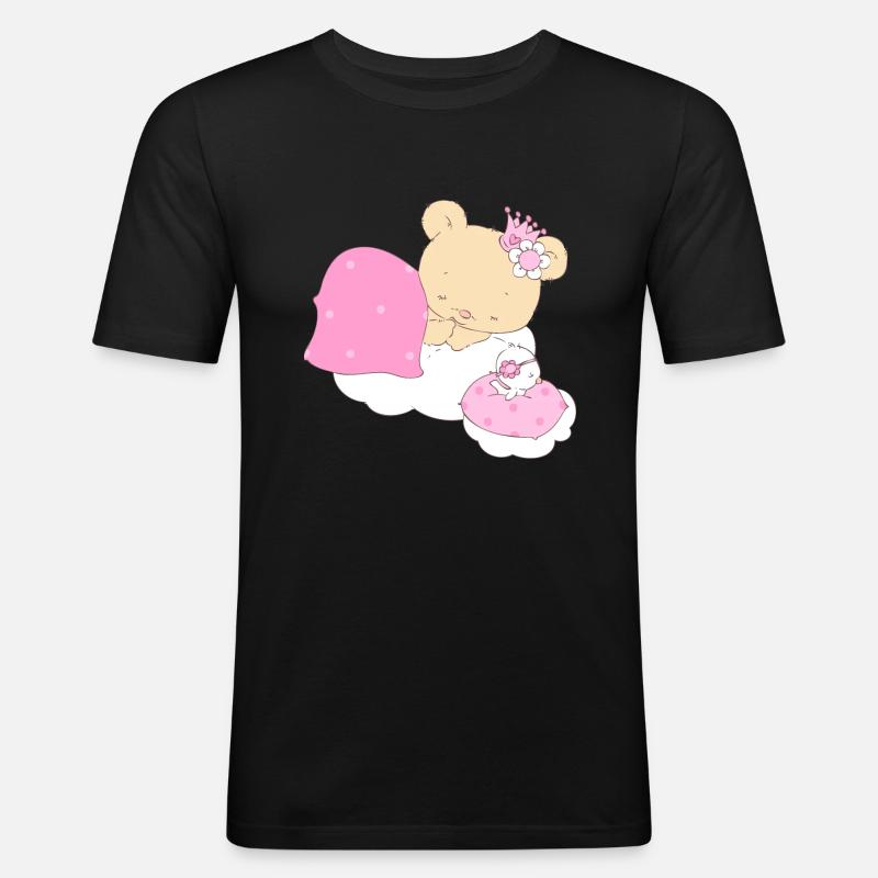 Bear princess sleeping on cloud - Männer Slim Fit T-Shirt - Schwarz