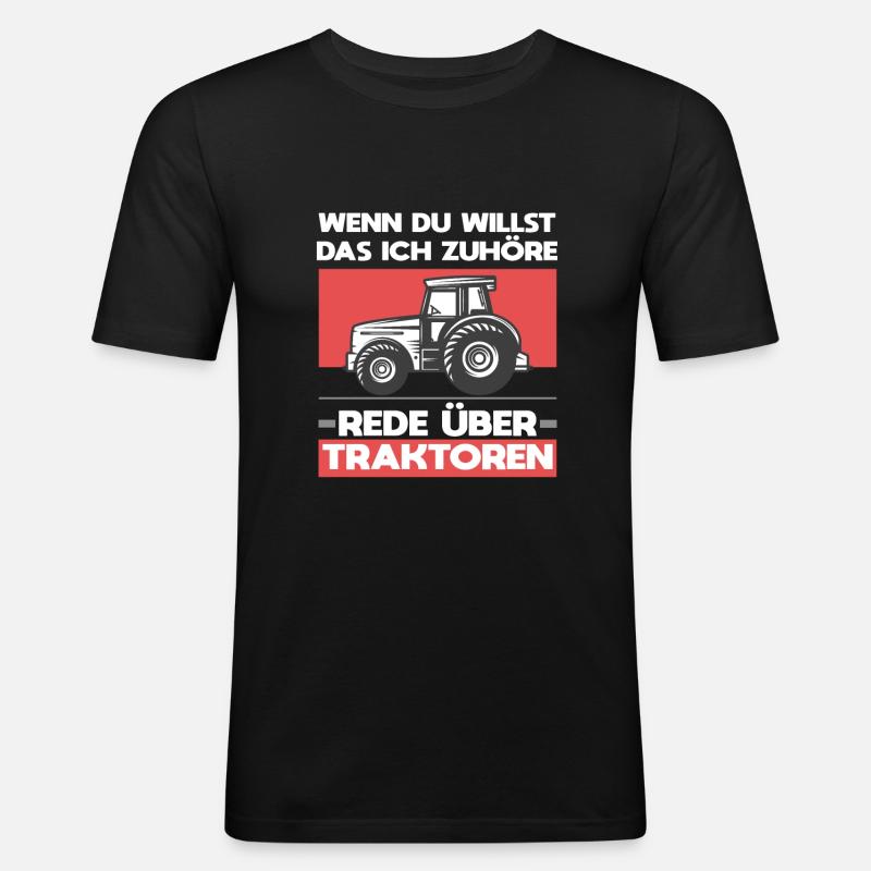 TRAKTOR LUSTIGER SPRUCH GESCHENK - Männer Slim Fit T-Shirt - Schwarz
