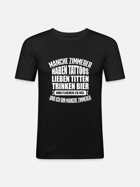 MANCHE ZIMMERER...... - Männer Slim Fit T-Shirt - Schwarz