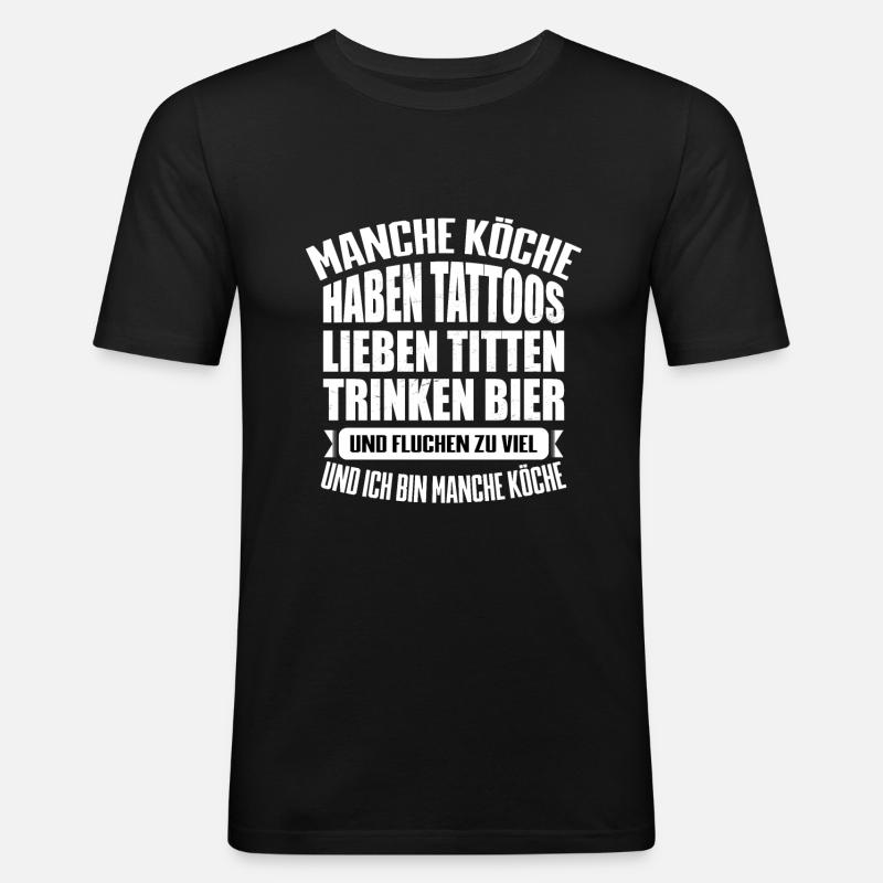 MANCHE KÖCHE.... - Männer Slim Fit T-Shirt - Schwarz