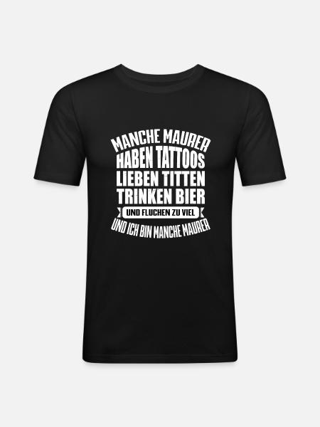 MANCHE MAURER.... - Männer Slim Fit T-Shirt - Schwarz