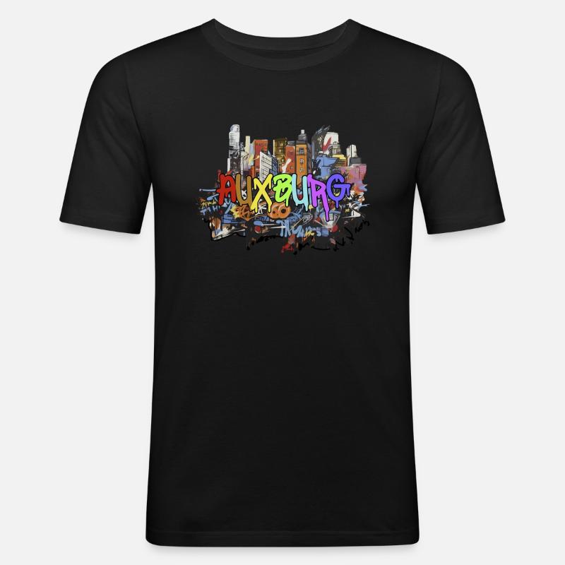 Augsburg in Graffiti Design Geschenk - Männer Slim Fit T-Shirt - Schwarz