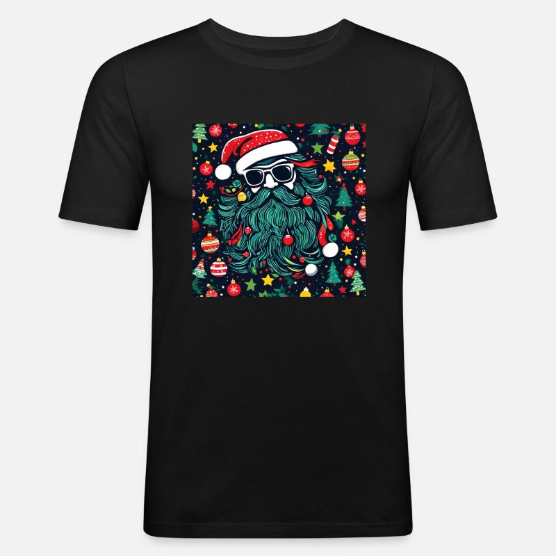 Weihnachtsmann - Männer Slim Fit T-Shirt - Schwarz