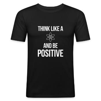 COOL Penser comme un PROTON ET ÊTRE SCIENCE POSITIVE - T-shirt près du corps Homme - noir - Devant - Nik (191cm)