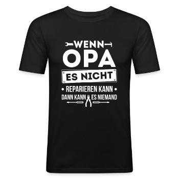 Opa Handwerker reparieren - Männer Slim Fit T-Shirt - Schwarz - Vorne - Nik (191cm)