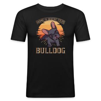 Bulldogge Hund Design für Tierhalter - Männer Slim Fit T-Shirt - Schwarz - Vorne - Nik (191cm)