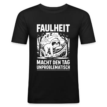 Laziness makes the day easy - Men's Slim Fit T-Shirt - black - Front - Nik (191cm)