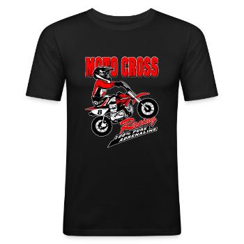 Kinder Motocross - KIDS MX - Männer Slim Fit T-Shirt - Schwarz - Vorne - Nik (191cm)