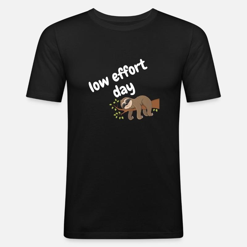 low effort day - Männer Slim Fit T-Shirt - Schwarz