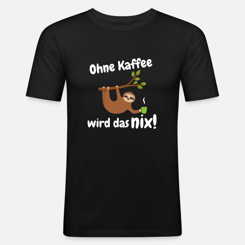 ohne kaffee wird das nix - Männer Slim Fit T-Shirt - Schwarz