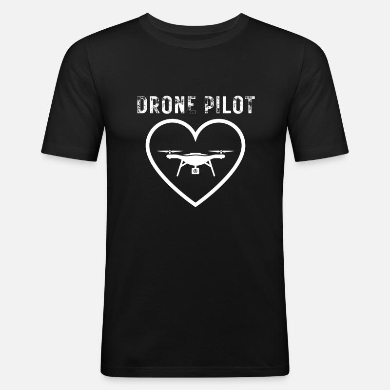 Drone Pilot - Männer Slim Fit T-Shirt - Schwarz