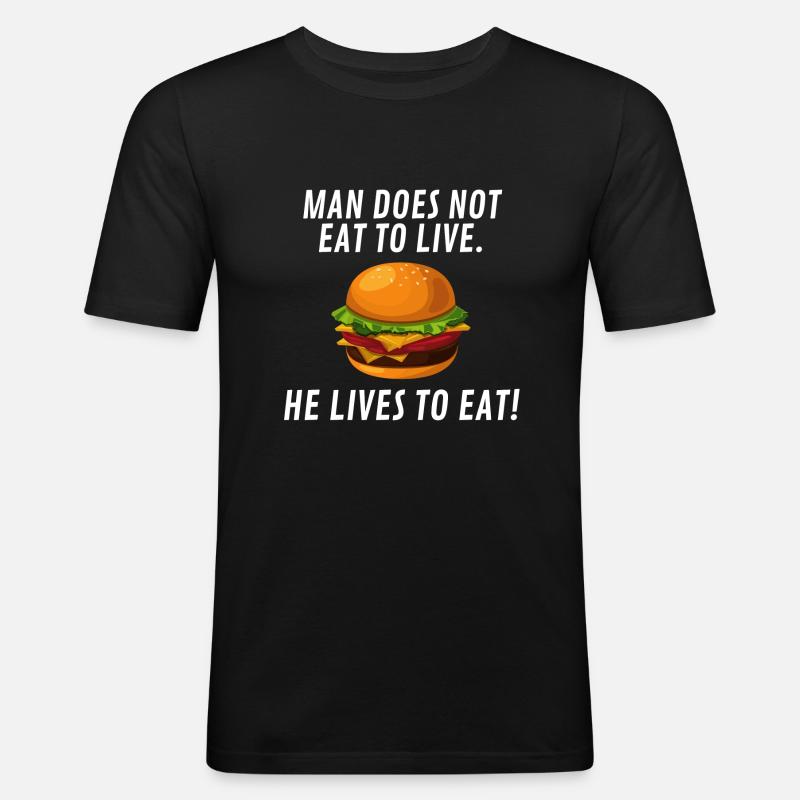 Eating - Männer Slim Fit T-Shirt - Schwarz