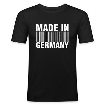 Made in Germany - Männer Slim Fit T-Shirt - Schwarz - Vorne - Nik (191cm)