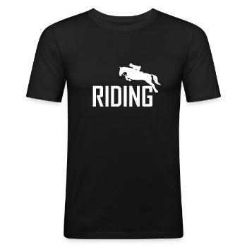 équitation - T-shirt près du corps Homme - noir - Devant - Nik (191cm)