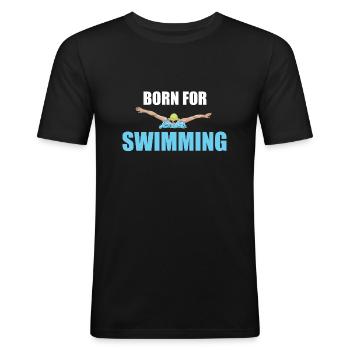 swim - Men's Slim Fit T-Shirt - black - Front - Nik (191cm)