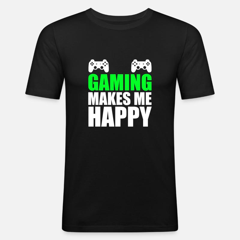 Gaming - Männer Slim Fit T-Shirt - Schwarz