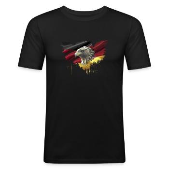 Germany Flag Eagle Bundesadler - Männer Slim Fit T-Shirt - Schwarz - Vorne - Nik (191cm)