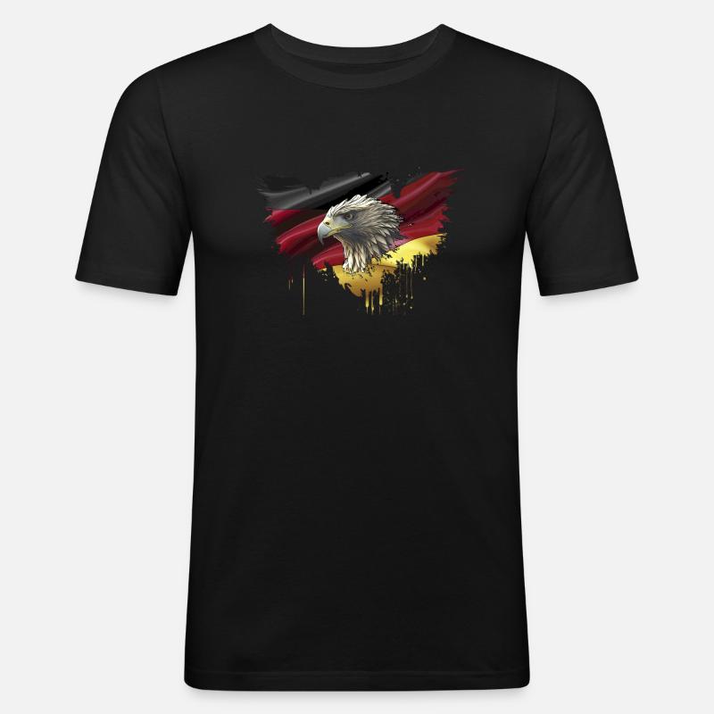 Germany Flag Eagle Bundesadler - Männer Slim Fit T-Shirt - Schwarz