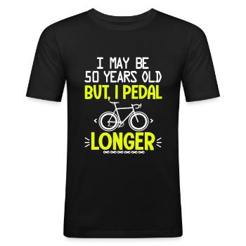 50 år gammal jubileumscykling 50 år - Slim Fit T-shirt herr - svart - Fram - Nik (191cm)