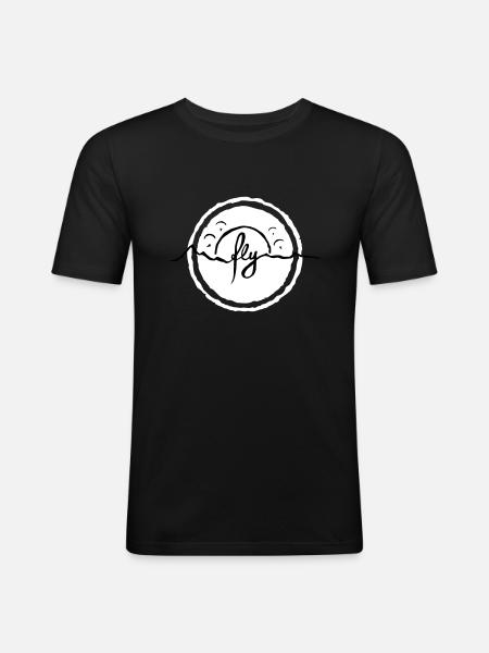 Fly Alps Gleitschirm - Männer Slim Fit T-Shirt - Schwarz