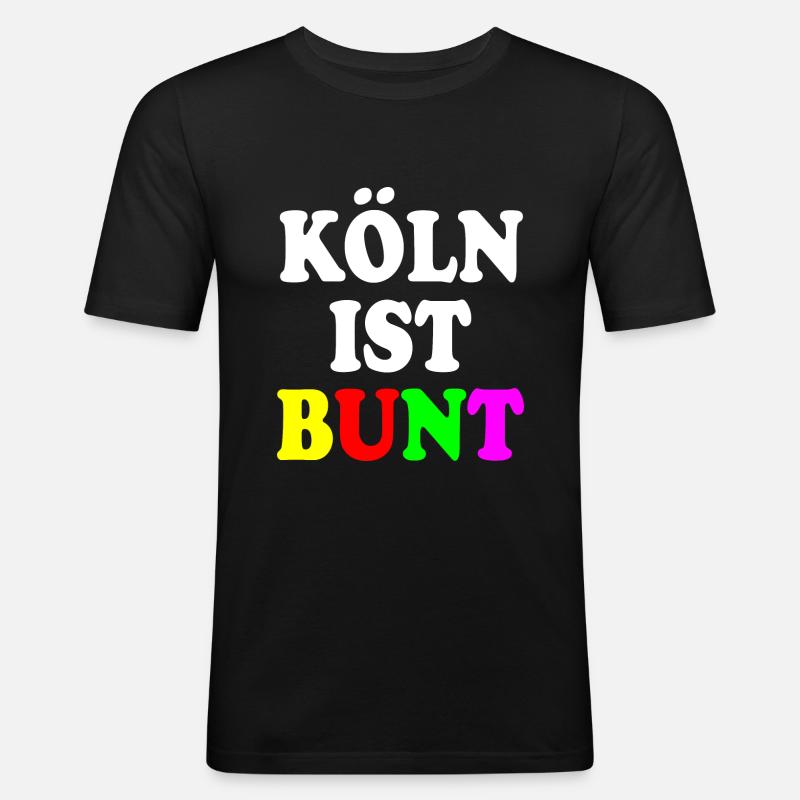 Köln ist bunt - Männer Slim Fit T-Shirt - Schwarz