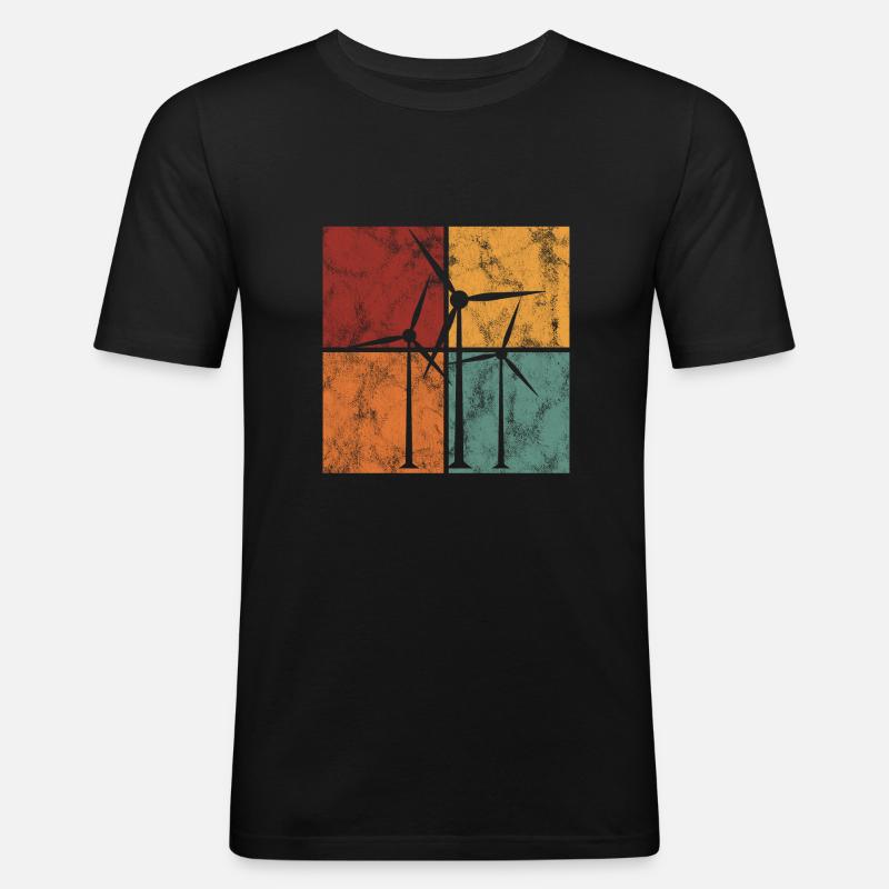 Énergie éolienne énergie éolienne éolienne - T-shirt près du corps Homme - noir