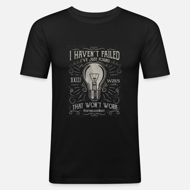 Thomas Edison Glühbirne - Männer Slim Fit T-Shirt - Schwarz