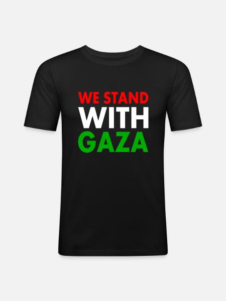 We stand with gaza - Men's Slim Fit T-Shirt - black