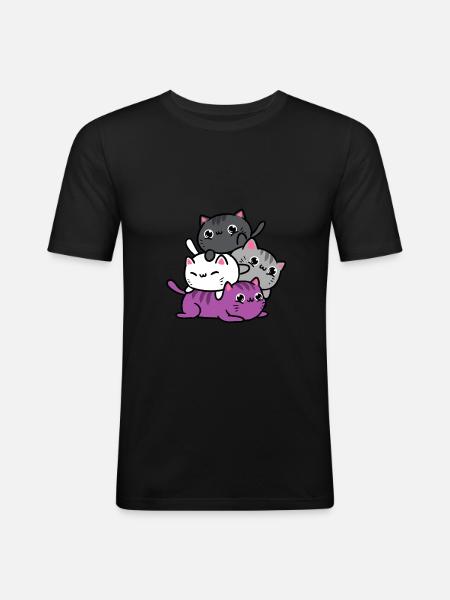 Ace Pride cats - Men's Slim Fit T-Shirt - black