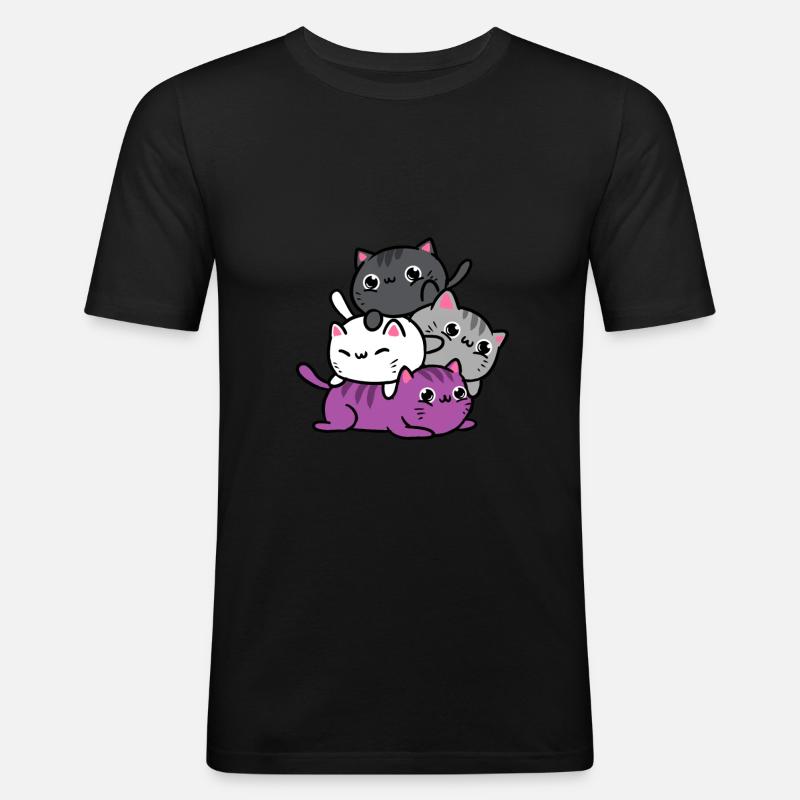 Ace Pride Katzen - Männer Slim Fit T-Shirt - Schwarz