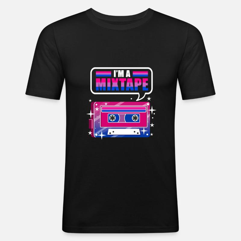 Im A Mixtape Bi Pride - Männer Slim Fit T-Shirt - Schwarz